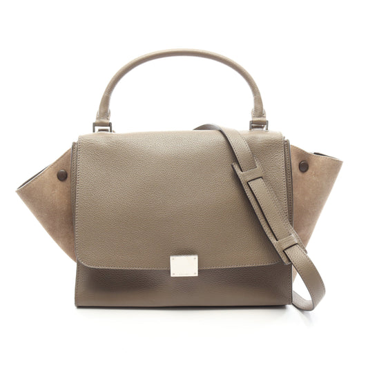 トラペーズ ミディアム 2WAY ハンドバッグ レザー グレーベージュ グレーブラウン セリーヌ バッグ CELINE