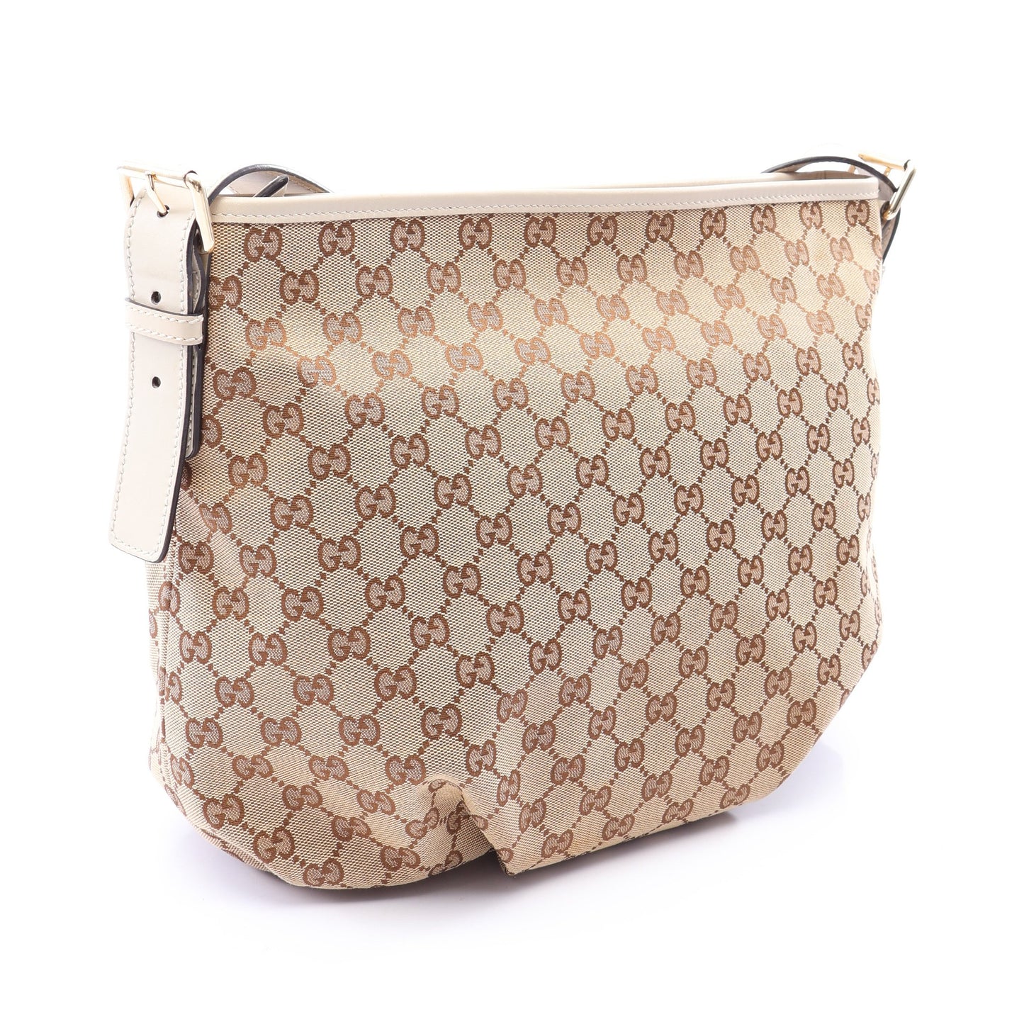 GGキャンバス ショルダーバッグ キャンバス レザー ベージュ オフホワイト グッチ バッグ GUCCI