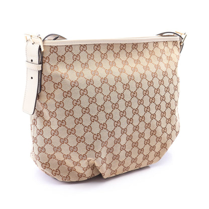 GGキャンバス ショルダーバッグ キャンバス レザー ベージュ オフホワイト グッチ バッグ GUCCI