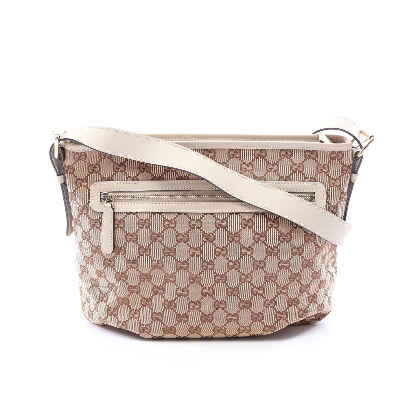 GGキャンバス ショルダーバッグ キャンバス レザー ベージュ オフホワイト グッチ バッグ GUCCI