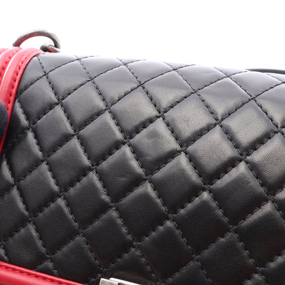ボーイシャネル アンティークシルバー金具 チェーンショルダーバッグ ラムスキン ブラック レッド シャネル