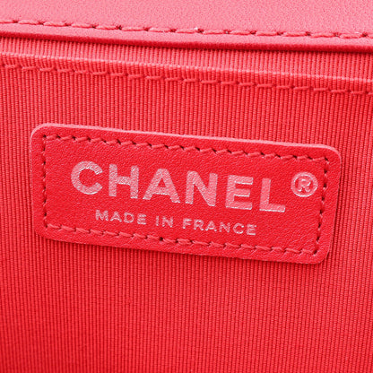 ボーイシャネル アンティークシルバー金具 チェーンショルダーバッグ ラムスキン ブラック レッド シャネル