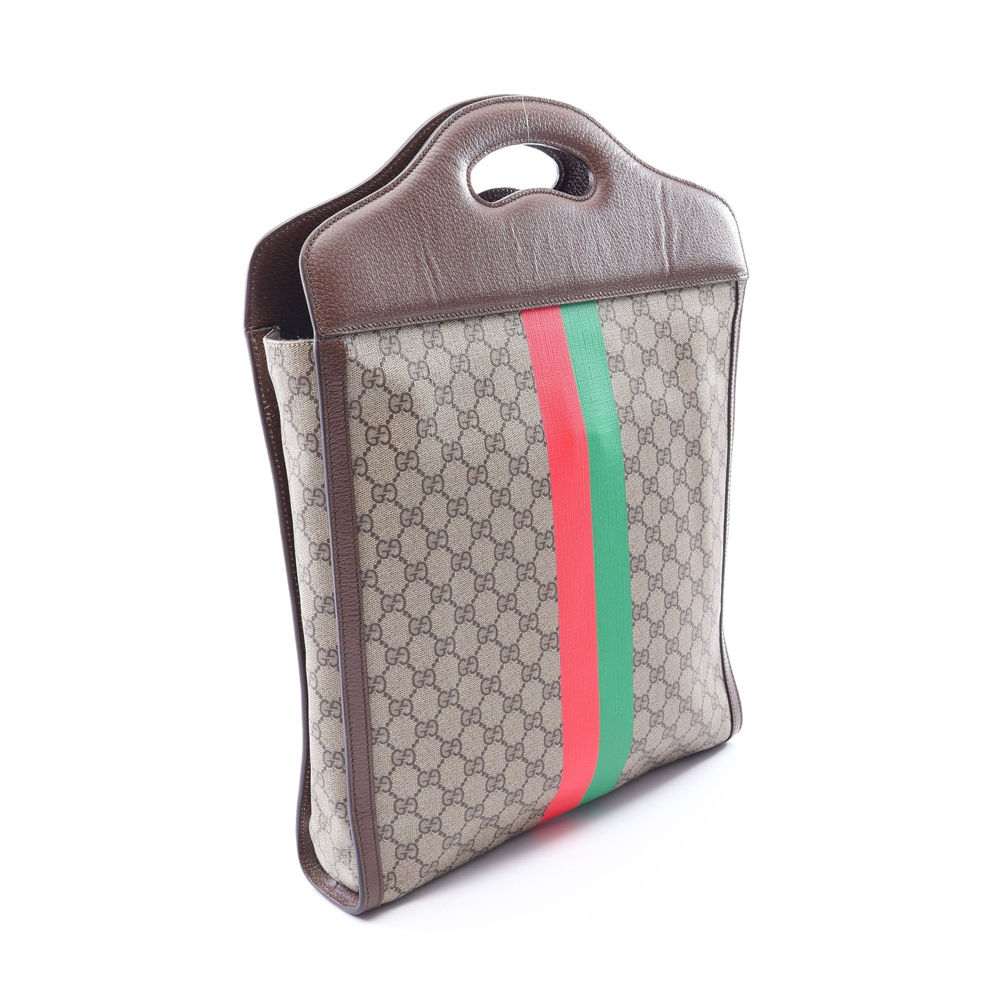 GGスプリーム 2WAY ハンドバッグ トートバッグ PVC レザー ベージュ ダークブラウン グッチ