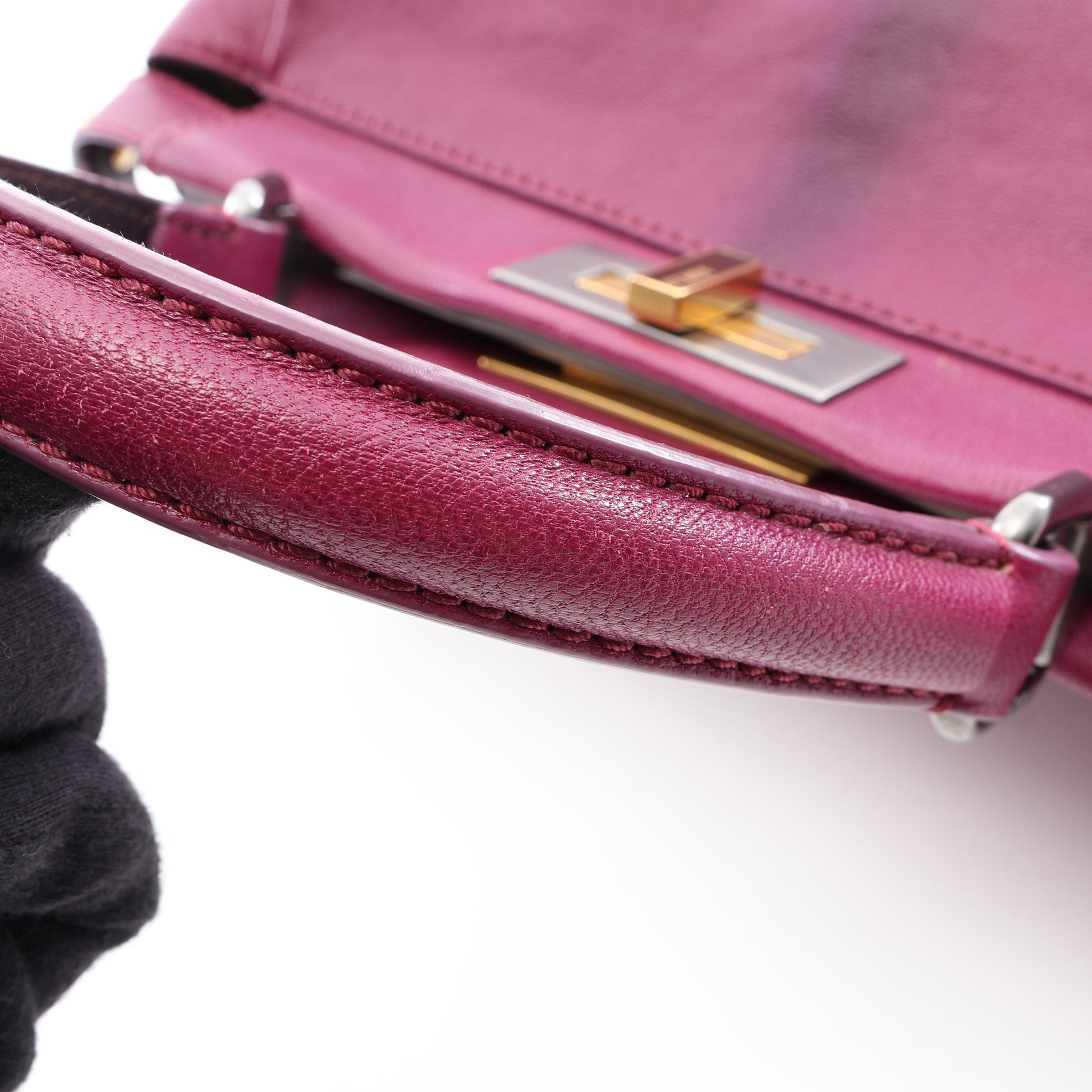 ピーカブー レギュラー 2WAY ハンドバッグ レザー パープル フェンディ バッグ FENDI