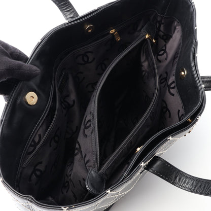 ワイルドステッチ ハンドバッグ トートバッグ レザー ブラック ゴールド金具 シャネル