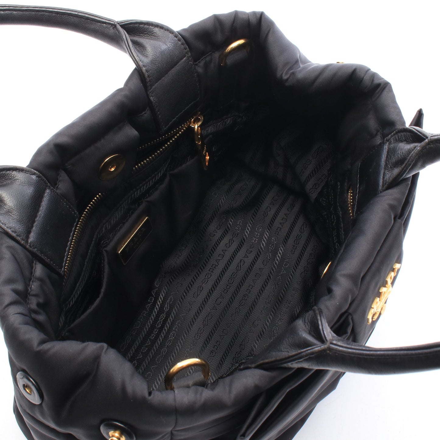TESSUTO BOMBER 2WAY ハンドバッグ ナイロン レザー ブラック プラダ