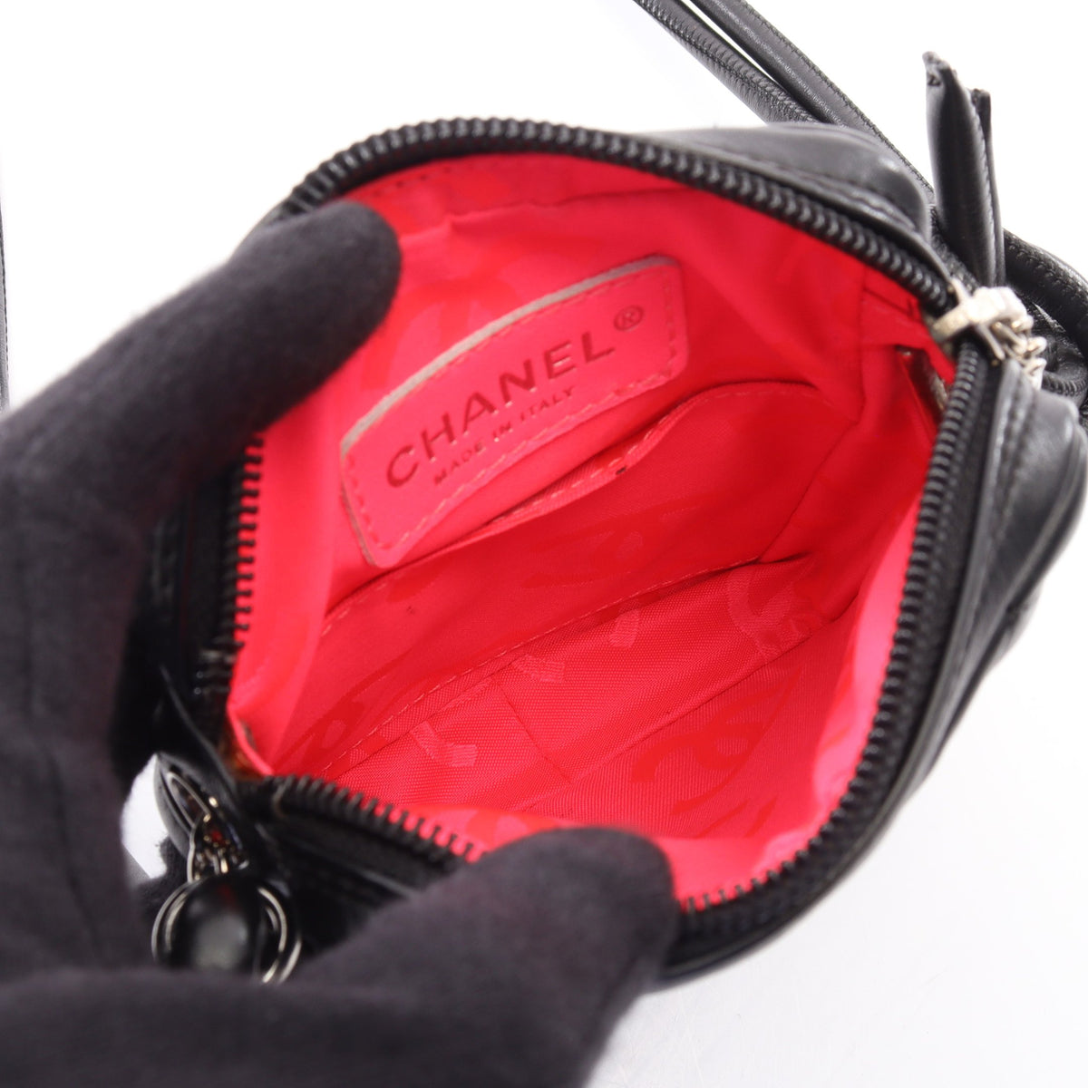 カンボンライン スモール ショルダーバッグ レザー ブラック シルバー金具 シャネル バッグ CHANEL