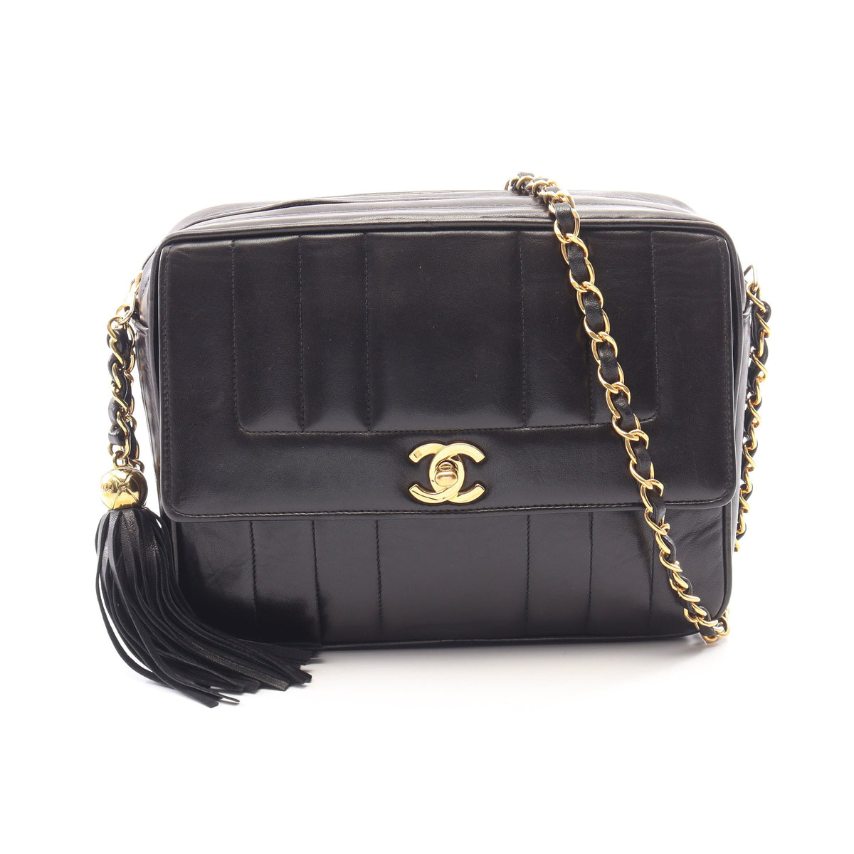 マドモアゼル チェーンショルダーバッグ ラムスキン ブラック ゴールド金具 シャネル バッグ CHANEL
