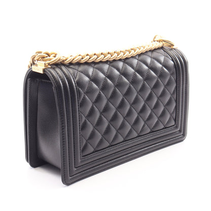ボーイシャネル チェーンショルダーバッグ キャビアスキン ブラック ゴールド金具 シャネル バッグ CHANEL