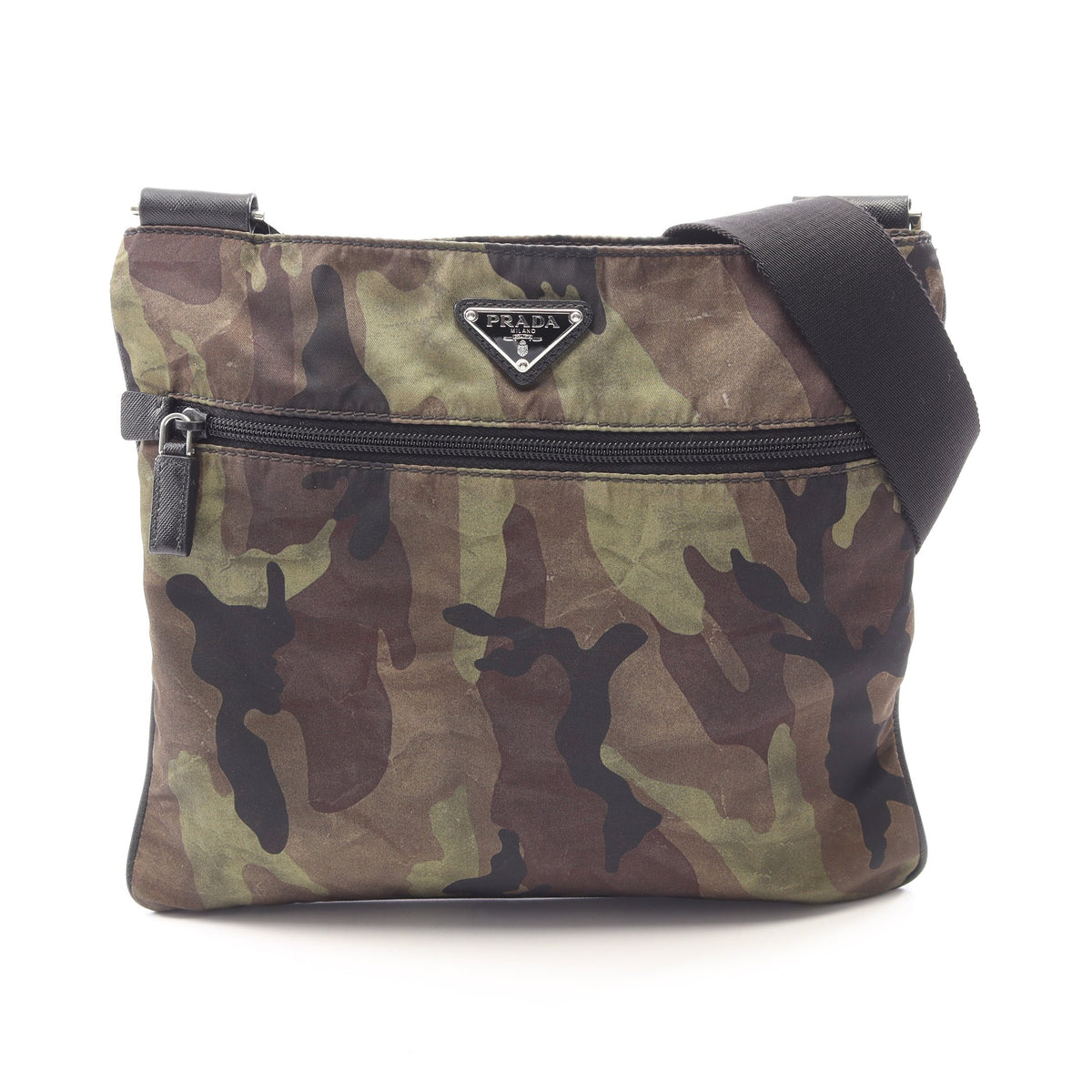 TESSUTO CAMOUFL ショルダーバッグ ナイロン サフィアーノレザー カーキグリーン ブラウン ブラック プラダ バッグ PRADA