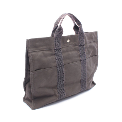 エールラインMM ハンドバッグ トートバッグ キャンバス グレー シルバー金具 エルメス バッグ HERMES
