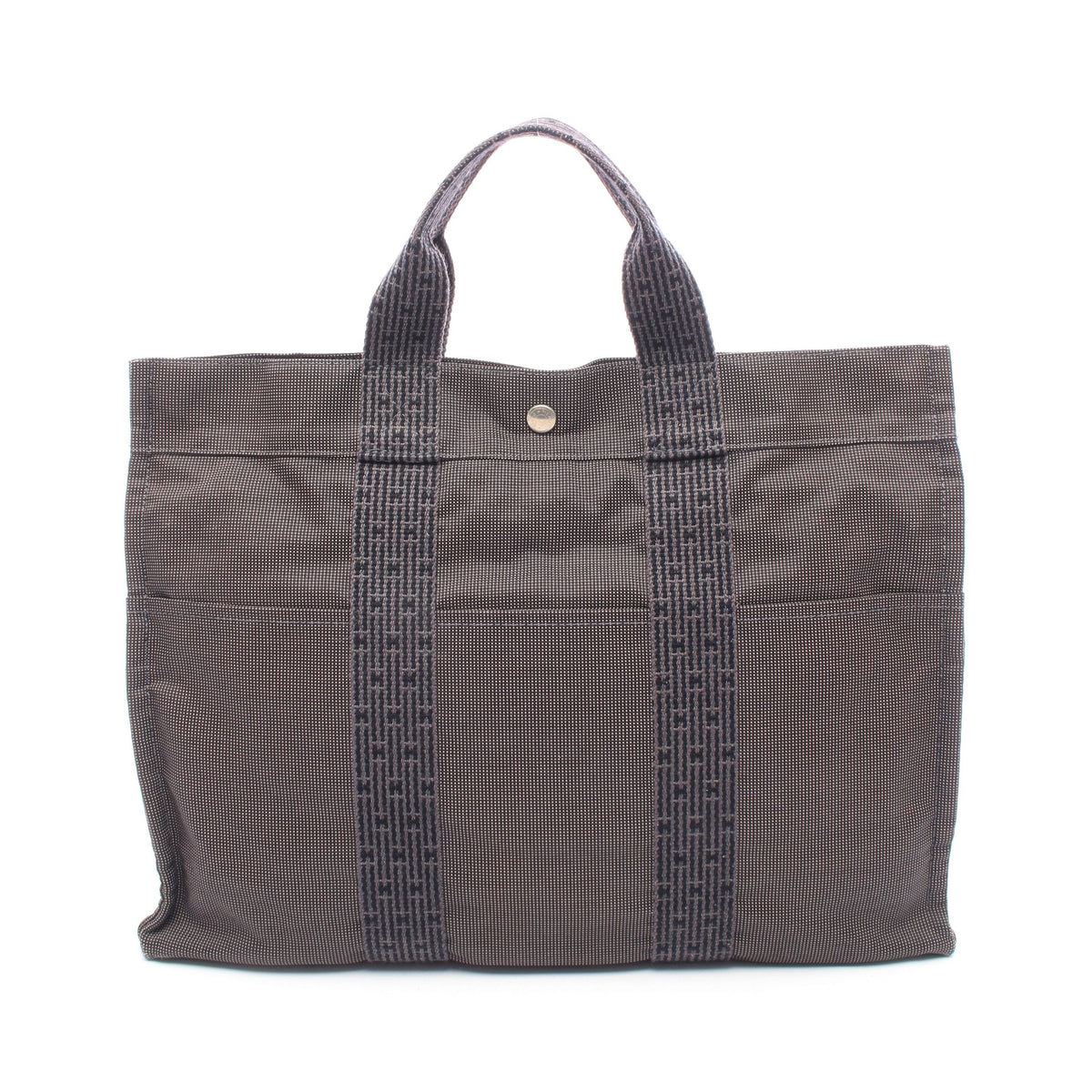 エールラインMM ハンドバッグ トートバッグ キャンバス グレー シルバー金具 エルメス バッグ HERMES