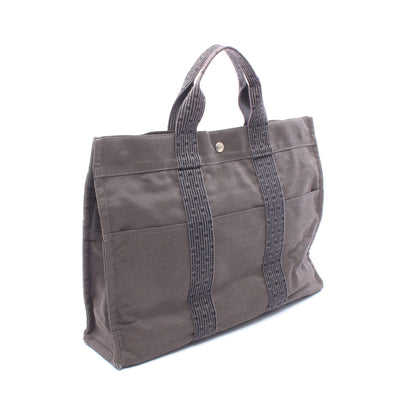 エールラインMM ハンドバッグ トートバッグ キャンバス グレー シルバー金具 エルメス バッグ HERMES