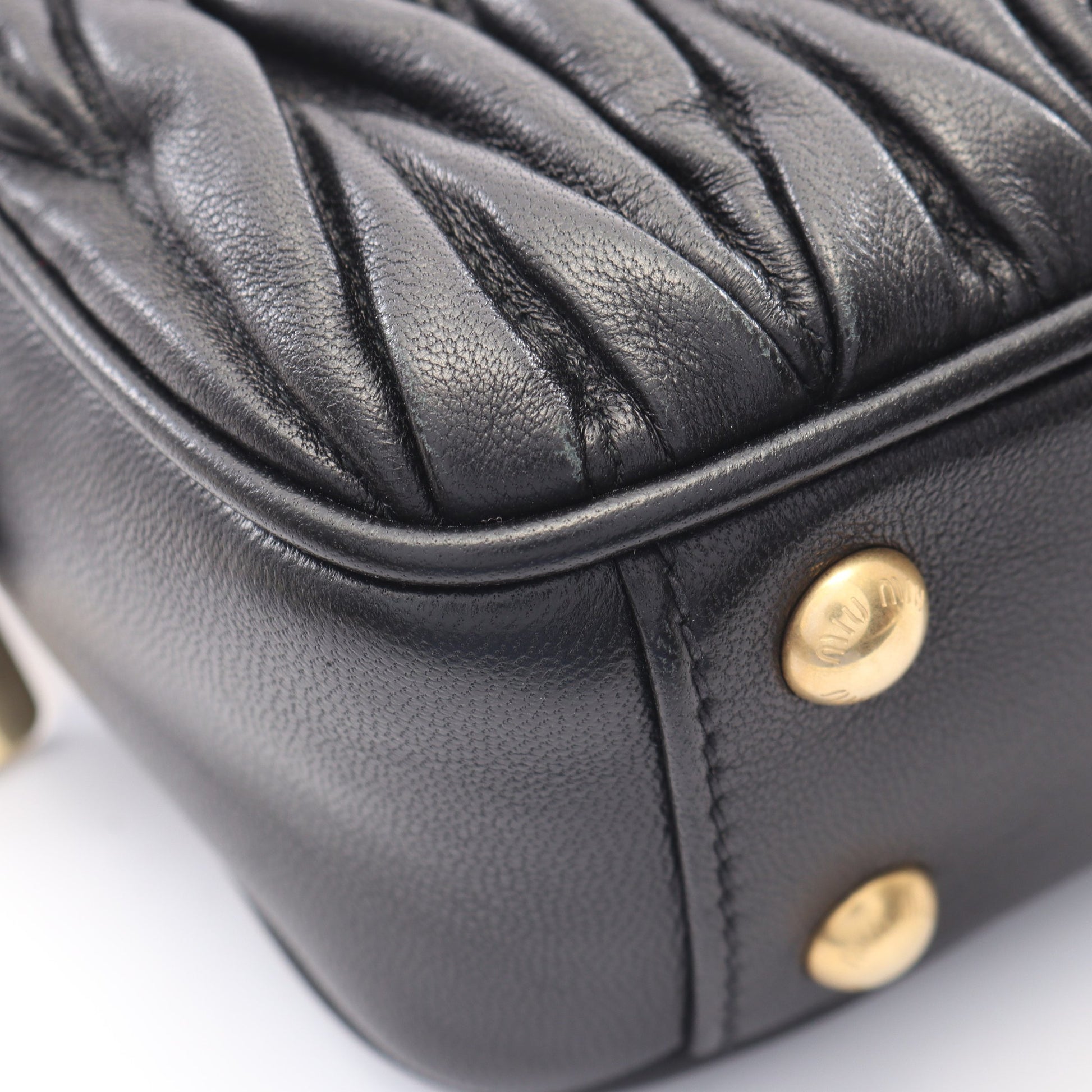 MATELASSE マテラッセ 2WAY ハンドバッグ レザー ブラック ミュウミュウ バッグ miu miu