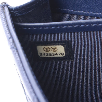 マトラッセ 二つ折り長財布 キャビアスキン ネイビー シルバー金具 シャネル 財布・小物 CHANEL