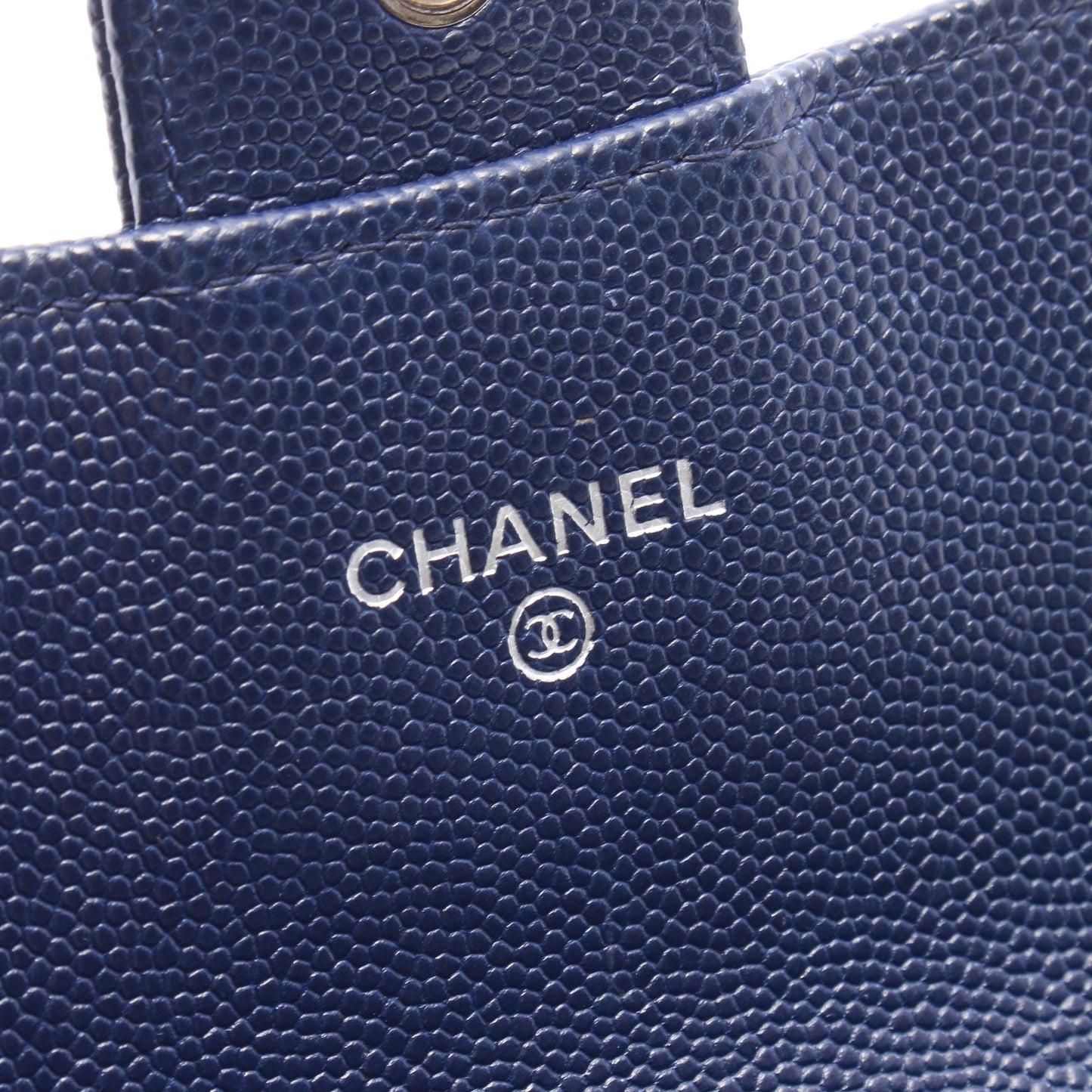 マトラッセ 二つ折り長財布 キャビアスキン ネイビー シルバー金具 シャネル 財布・小物 CHANEL