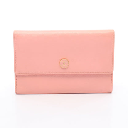 ココボタン 二つ折り財布 レザー ピンク ゴールド金具 シャネル 財布・小物 CHANEL