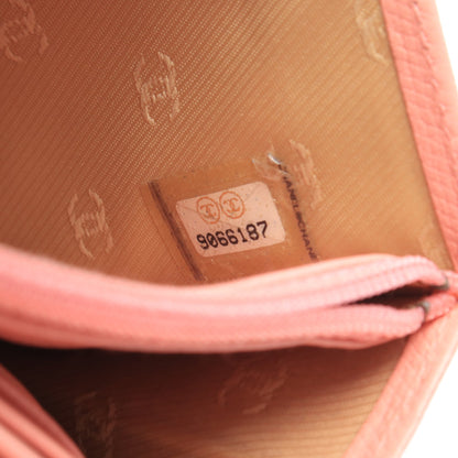 ココボタン 二つ折り財布 レザー ピンク ゴールド金具 シャネル 財布・小物 CHANEL