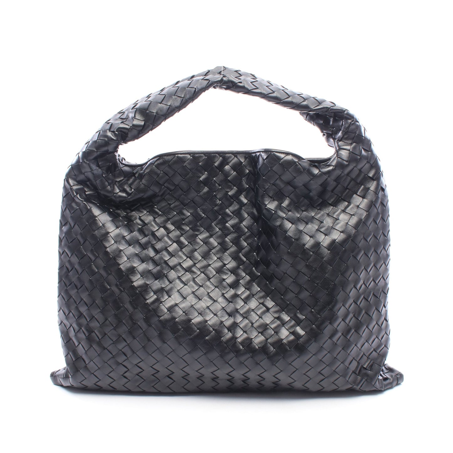 HOP ラージ イントレチャート ワンショルダーバッグ レザー ブラック ボッテガヴェネタ バッグ BOTTEGA VENETA
