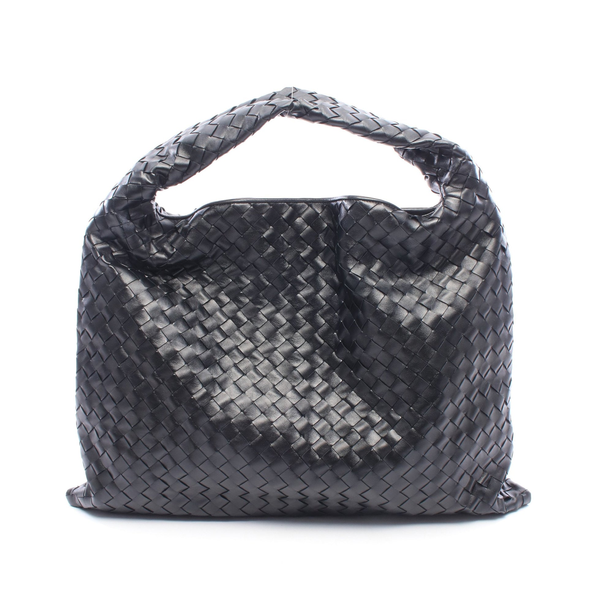 HOP ラージ イントレチャート ワンショルダーバッグ レザー ブラック ボッテガヴェネタ バッグ BOTTEGA VENETA