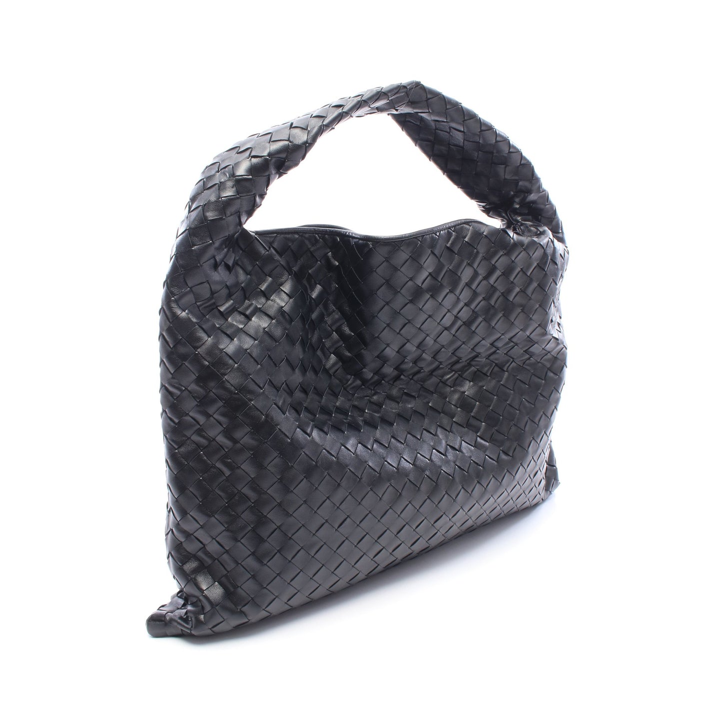 HOP ラージ イントレチャート ワンショルダーバッグ レザー ブラック ボッテガヴェネタ バッグ BOTTEGA VENETA