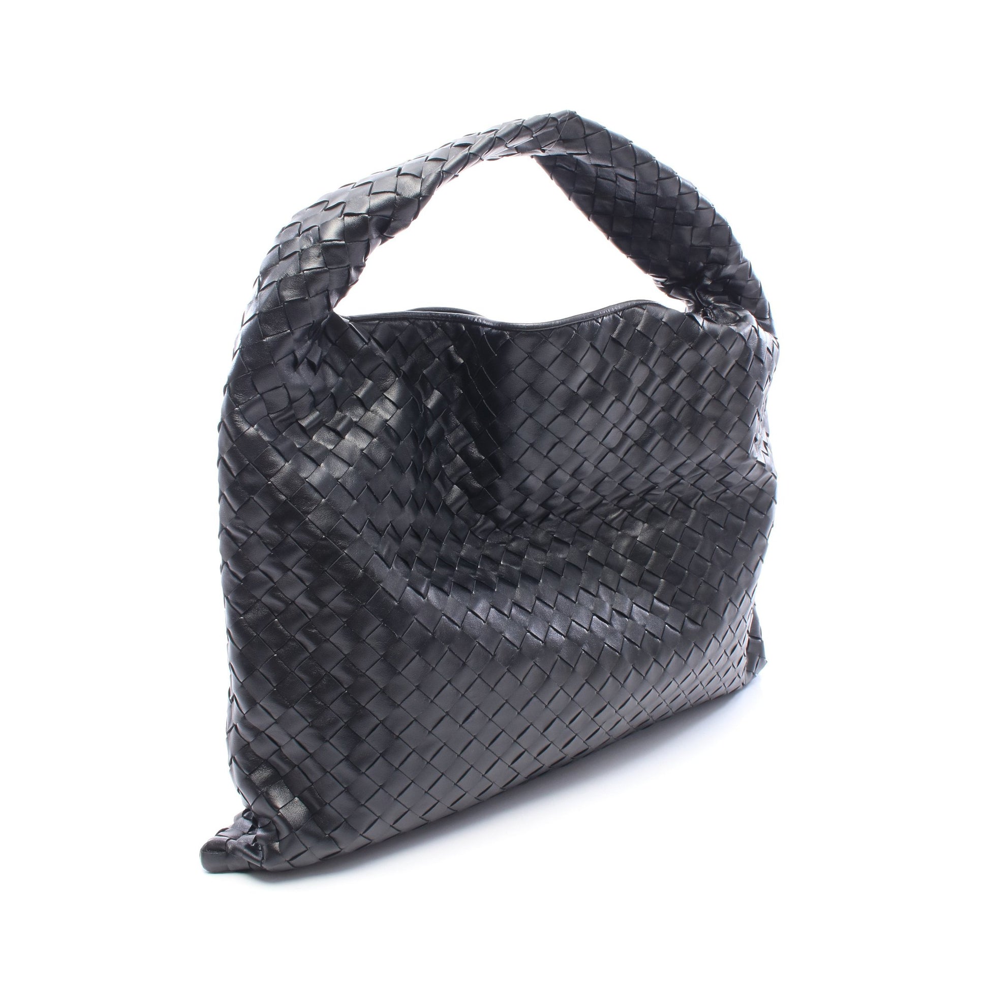 HOP ラージ イントレチャート ワンショルダーバッグ レザー ブラック ボッテガヴェネタ バッグ BOTTEGA VENETA
