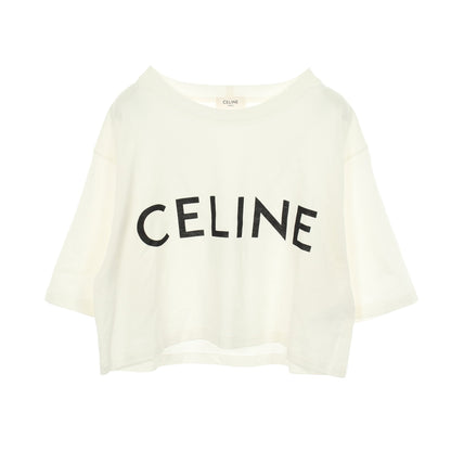 ロゴプリント クロップド 半袖Tシャツ コットン ホワイト セリーヌ