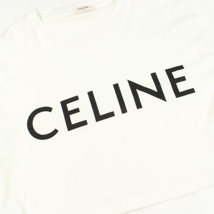 ロゴプリント クロップド 半袖Tシャツ コットン ホワイト セリーヌ