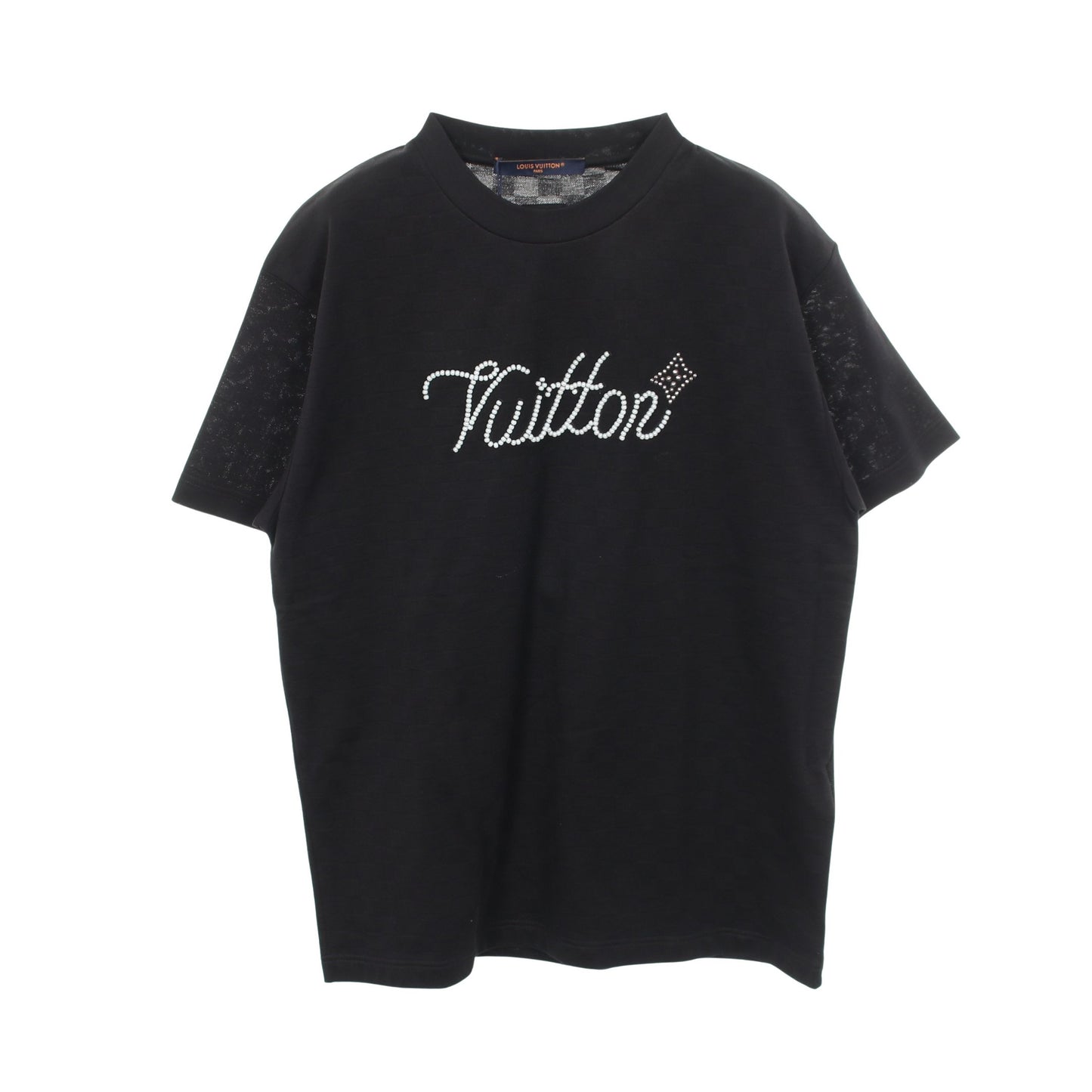 ビーズLV ダミエジャカード 半袖Tシャツ コットン ブラック ルイヴィトン