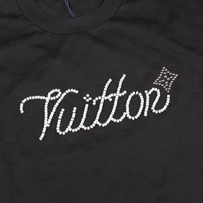 ビーズLV ダミエジャカード 半袖Tシャツ コットン ブラック ルイヴィトン