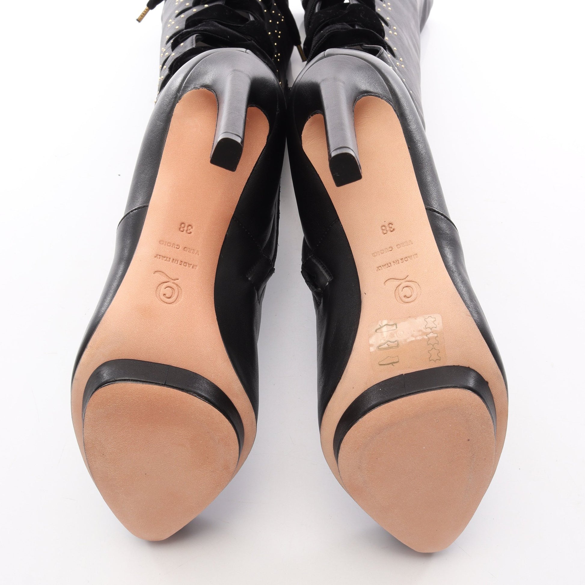 スタッズ レースアップ ニーハイ ブーツ レザー ブラック アレキサンダーマックイーン シューズ ALEXANDER MCQUEEN