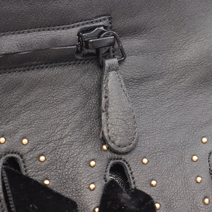スタッズ レースアップ ニーハイ ブーツ レザー ブラック アレキサンダーマックイーン シューズ ALEXANDER MCQUEEN