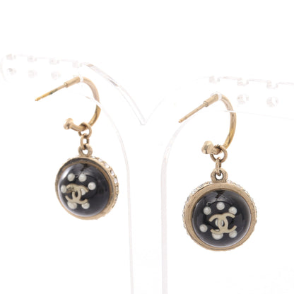 10C ココマーク ネックレス ピアス 2点セット ネックレス GP フェイクパール ラインストーン ブラック ゴールド クリア シャネル