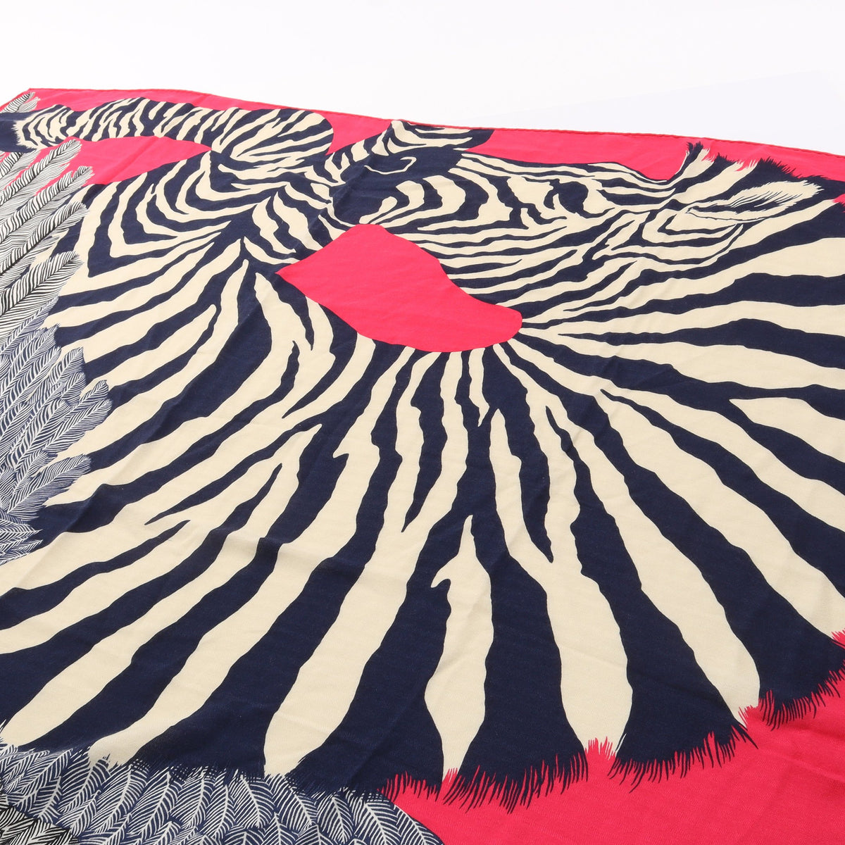 カレジェアン カレ140 Zebra Pegasus スカーフ カシミヤ シルク ピンクパープル ネイビー マルチカラー エルメス 財布・小物 HERMES