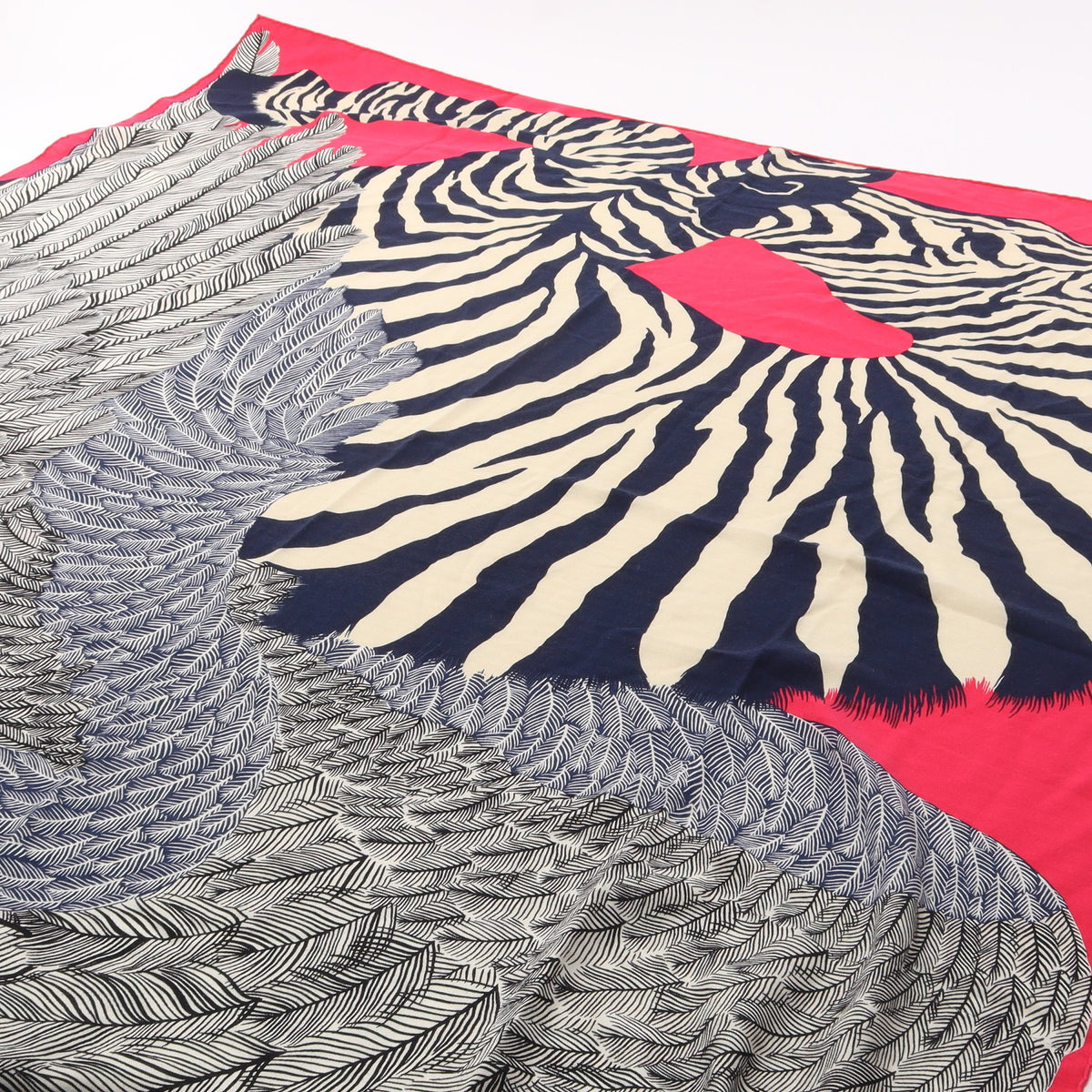 カレジェアン カレ140 Zebra Pegasus スカーフ カシミヤ シルク ピンクパープル ネイビー マルチカラー エルメス 財布・小物 HERMES