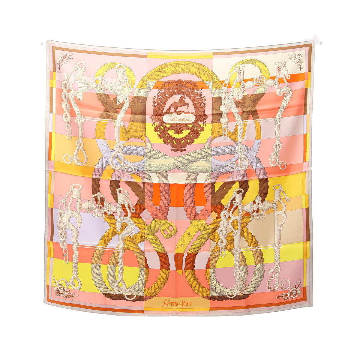 カレ90 Della Cavalleria スカーフ シルク ライトピンク マルチカラー エルメス 財布・小物 HERMES