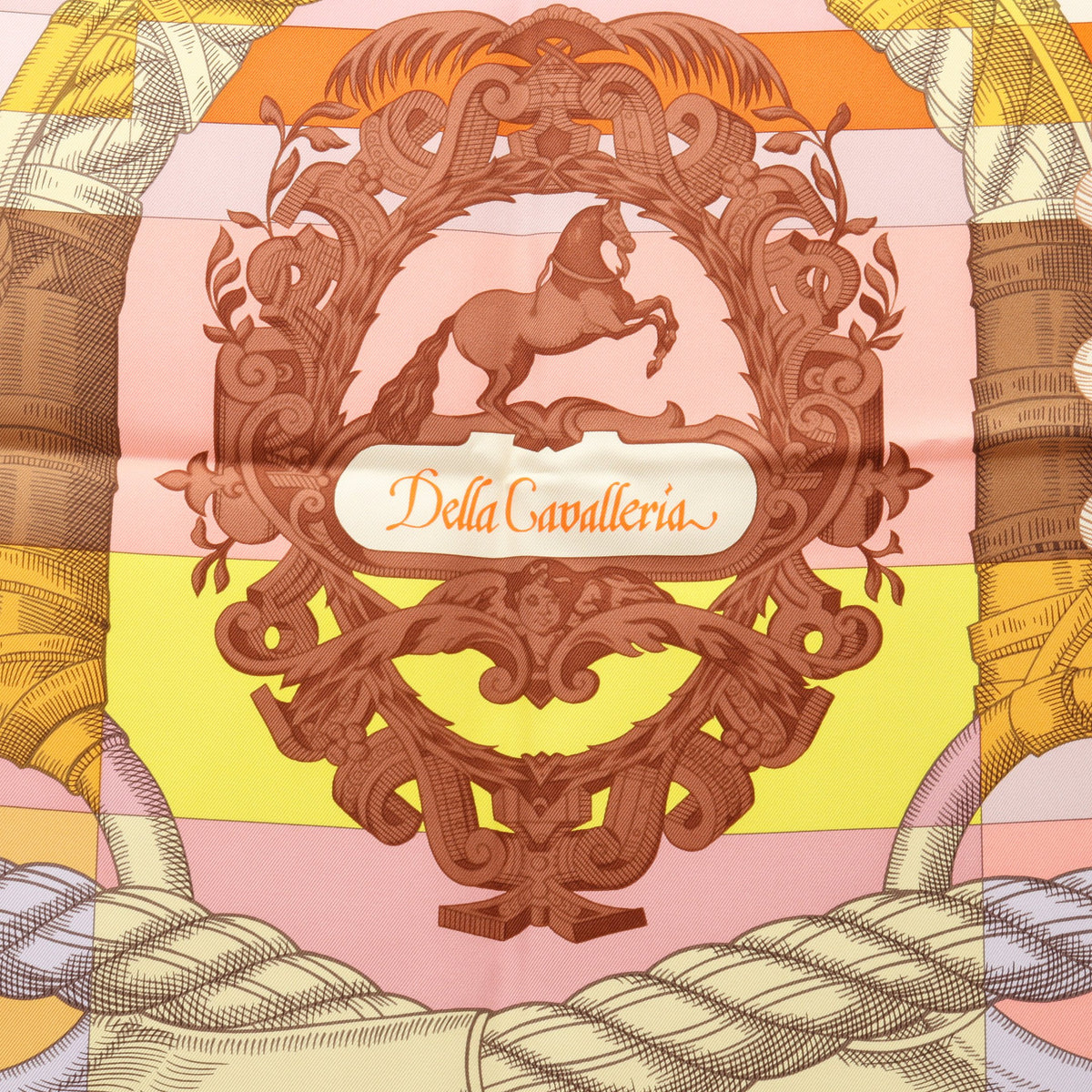 カレ90 Della Cavalleria スカーフ シルク ライトピンク マルチカラー エルメス 財布・小物 HERMES