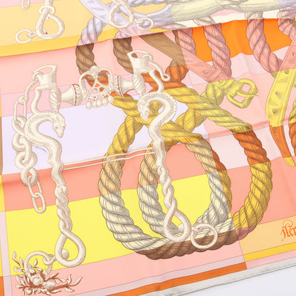 カレ90 Della Cavalleria スカーフ シルク ライトピンク マルチカラー エルメス 財布・小物 HERMES