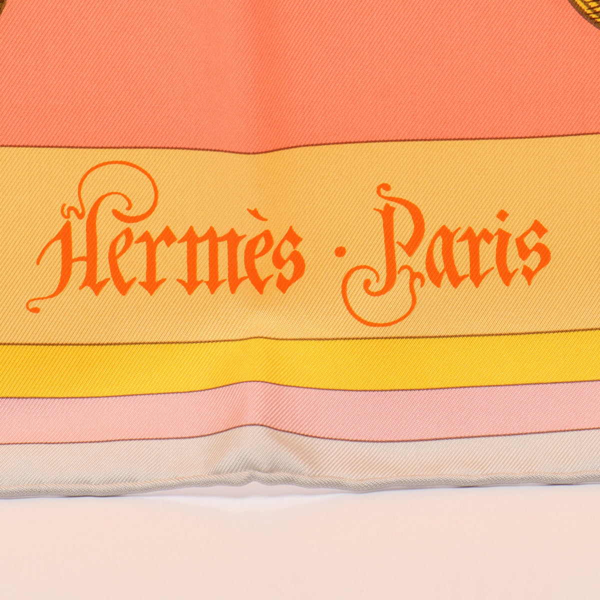 カレ90 Della Cavalleria スカーフ シルク ライトピンク マルチカラー エルメス 財布・小物 HERMES