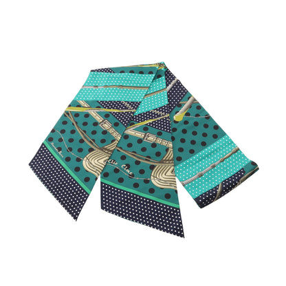 マキシツイリー Clic Clac a Pois スカーフ シルク グリーン ネイビー マルチカラー エルメス