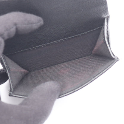クラシック スモール フラップ ウォレット マトラッセ 三つ折り財布 キャビアスキン ブラック ゴールド金具 シャネル