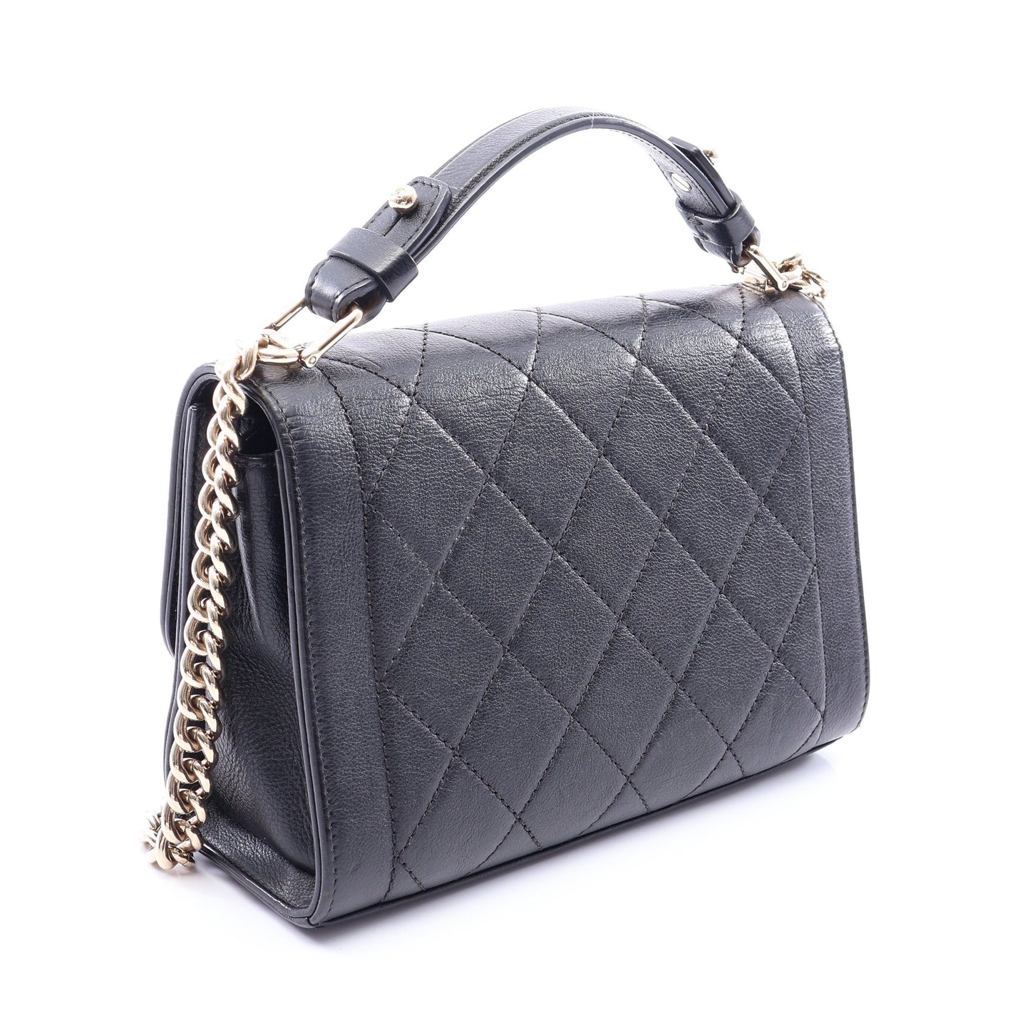 マトラッセ クイックラベル 2WAY チェーンショルダーバッグ キャビアスキン ブラック ゴールド金具 シャネル バッグ CHANEL