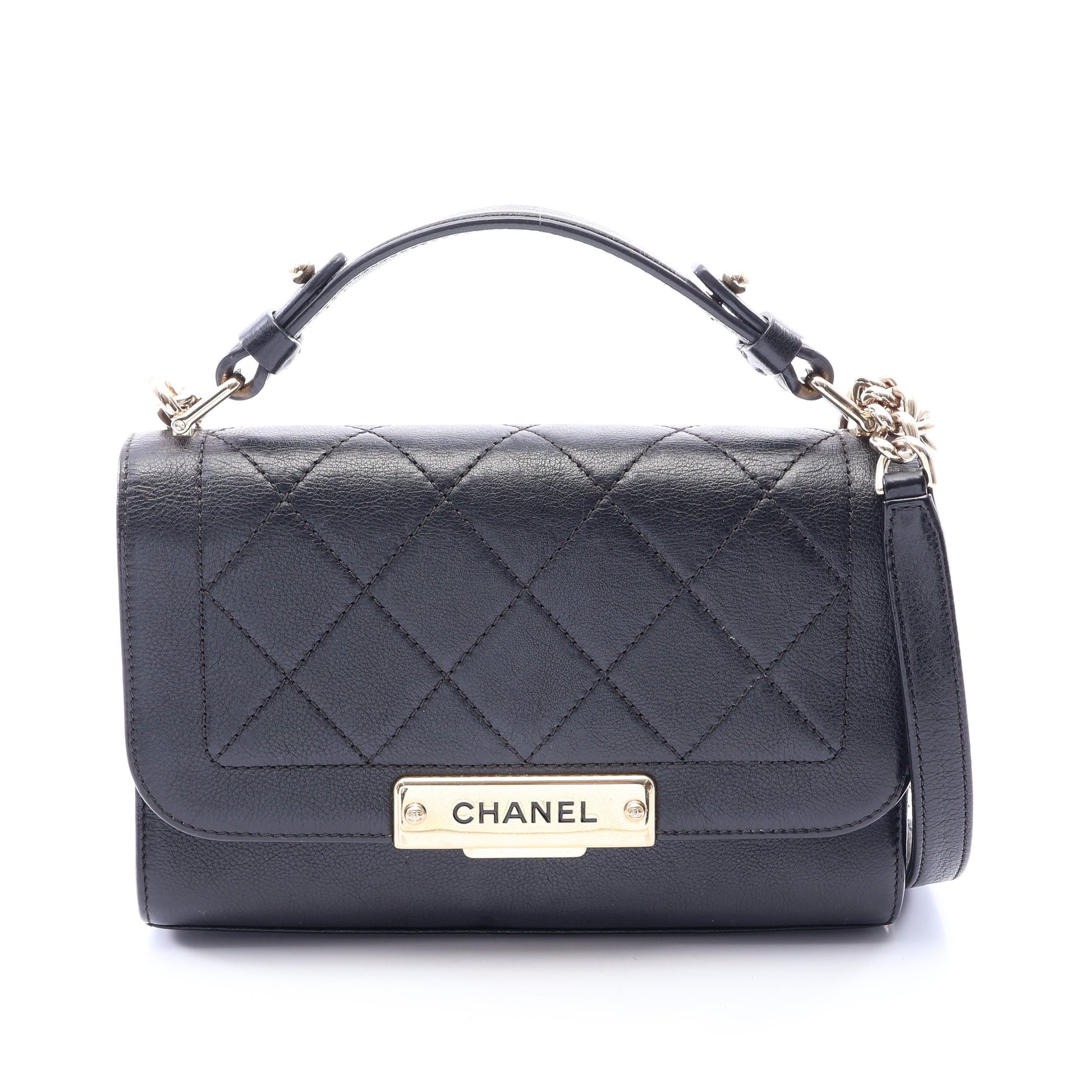 マトラッセ クイックラベル 2WAY チェーンショルダーバッグ キャビアスキン ブラック ゴールド金具 シャネル バッグ CHANEL