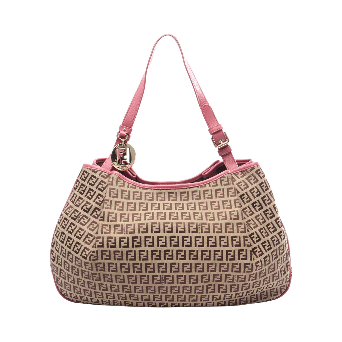 ズッキーノ ワンショルダーバッグ キャンバス レザー ベージュ ダスティピンク フェンディ バッグ FENDI