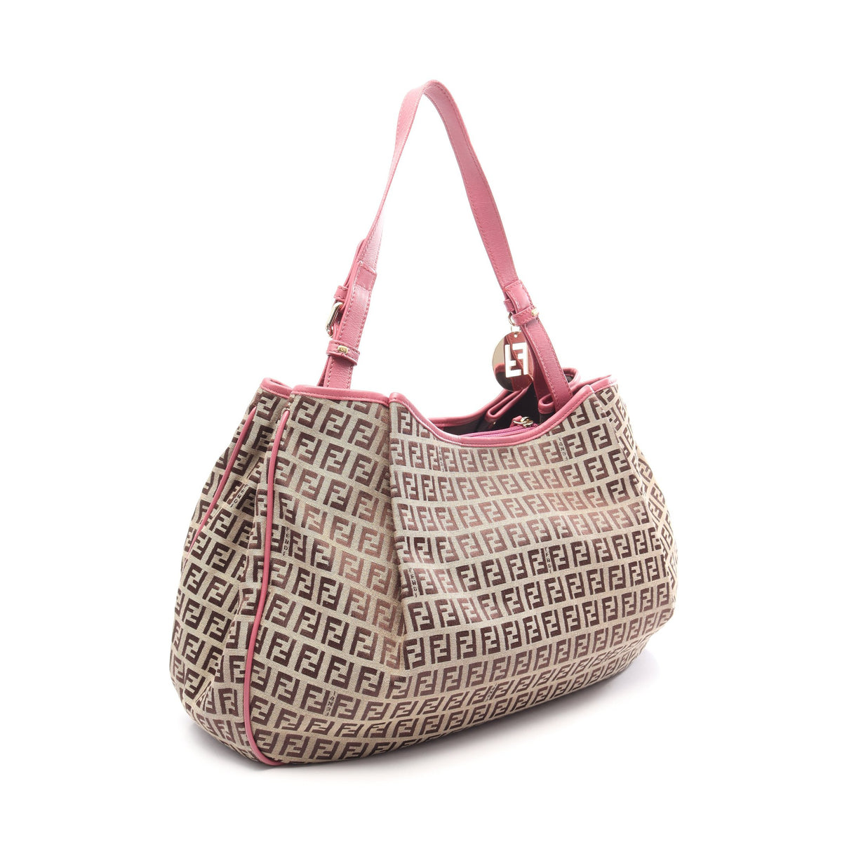 ズッキーノ ワンショルダーバッグ キャンバス レザー ベージュ ダスティピンク フェンディ バッグ FENDI