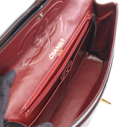 マトラッセ パリ限定 Wフラップ コンビ金具 Wチェーンショルダーバッグ ラムスキン ブラック シャネル