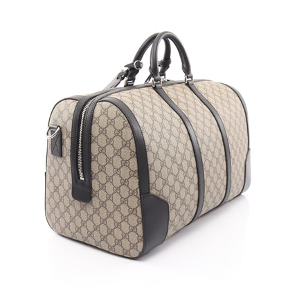 GGスプリーム 2WAY ボストンバッグ PVC レザー グレーベージュ ブラック グッチ バッグ GUCCI