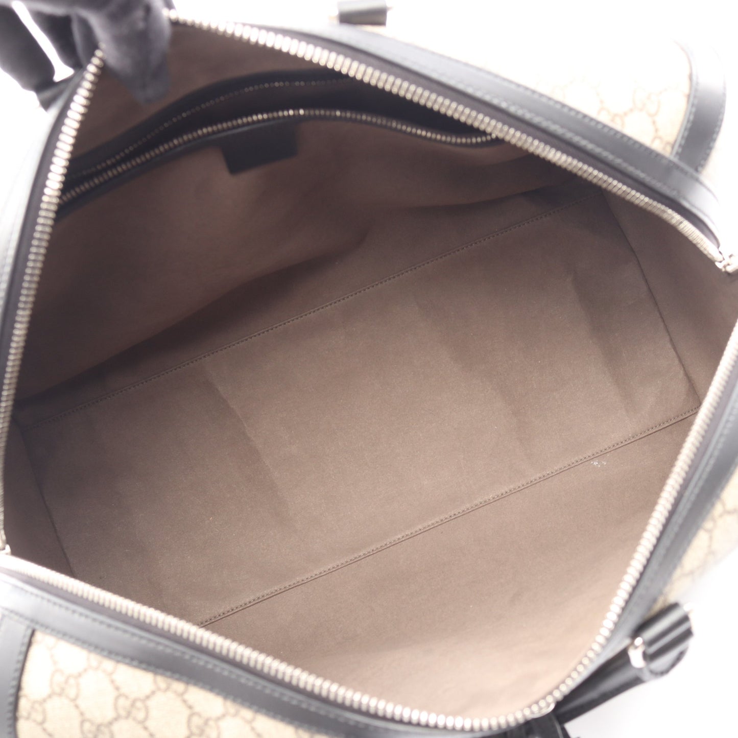 GGスプリーム 2WAY ボストンバッグ PVC レザー グレーベージュ ブラック グッチ バッグ GUCCI
