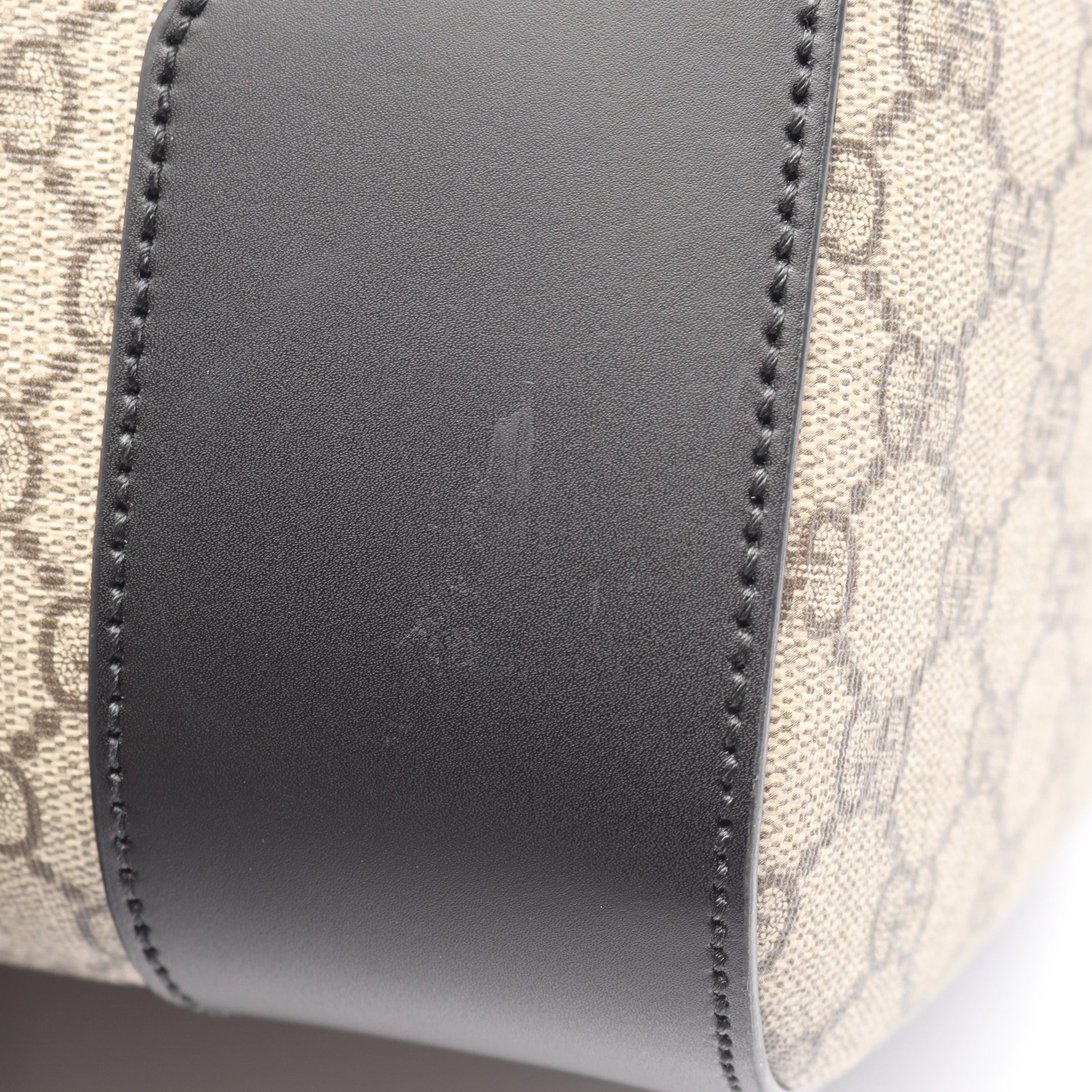 GGスプリーム 2WAY ボストンバッグ PVC レザー グレーベージュ ブラック グッチ バッグ GUCCI
