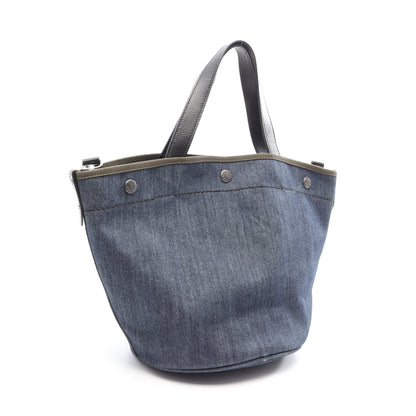 DENIM+CITY CALF 2WAY ハンドバッグ トートバッグ デニム レザー インディゴブルー カーキグリーン ブラック プラダ